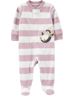 Macacão pijama bebê de fleece listrado lilás - Carter's
